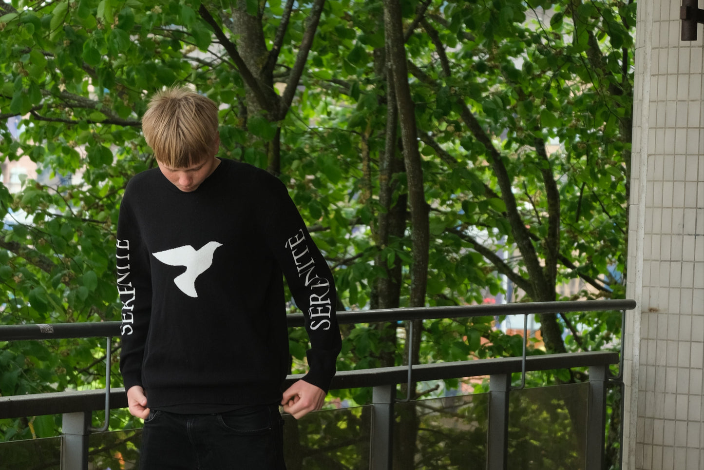 "Peace Of Mind" Black Knitted Sweatshirt | 100% Cotton