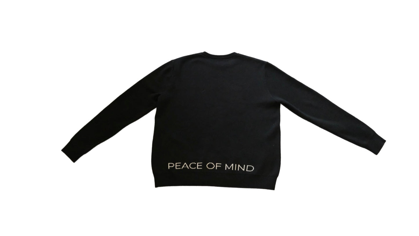 "Peace Of Mind" Black Knitted Sweatshirt | 100% Cotton