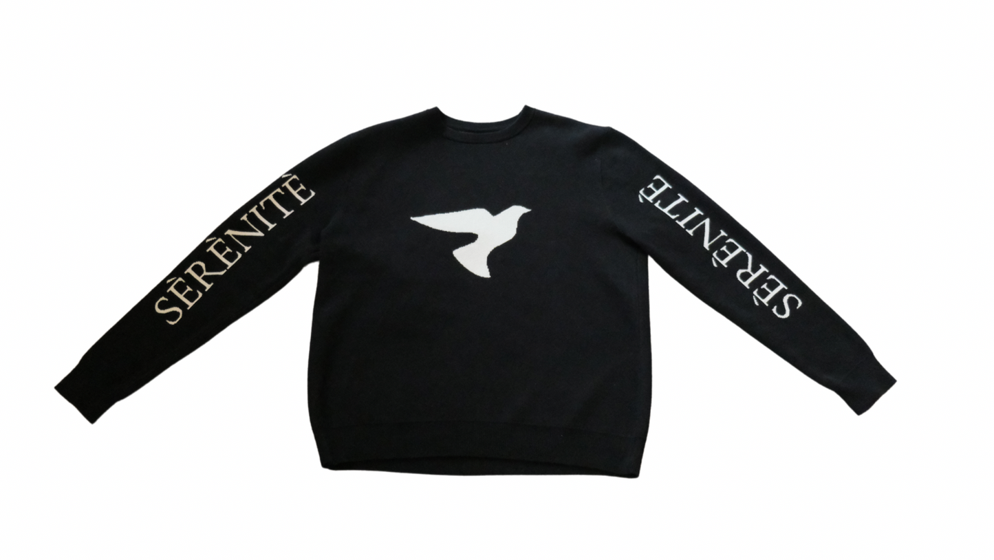 "Peace Of Mind" Black Knitted Sweatshirt | 100% Cotton