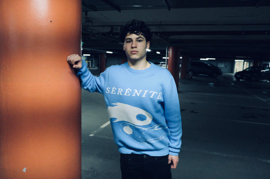 "Protect Your Peace" Light Blue Knitted Sweatshirt | 100% Cotton