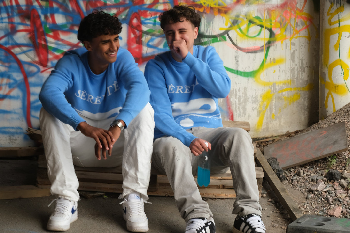 "Protect Your Peace" Light Blue Knitted Sweatshirt | 100% Cotton