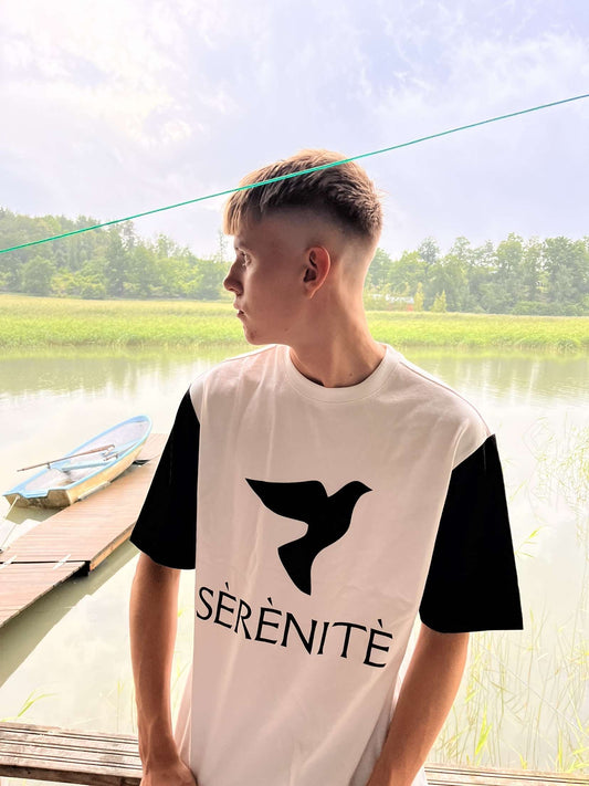 "Peace of Mind" White and Black Oversize T-Shirt
