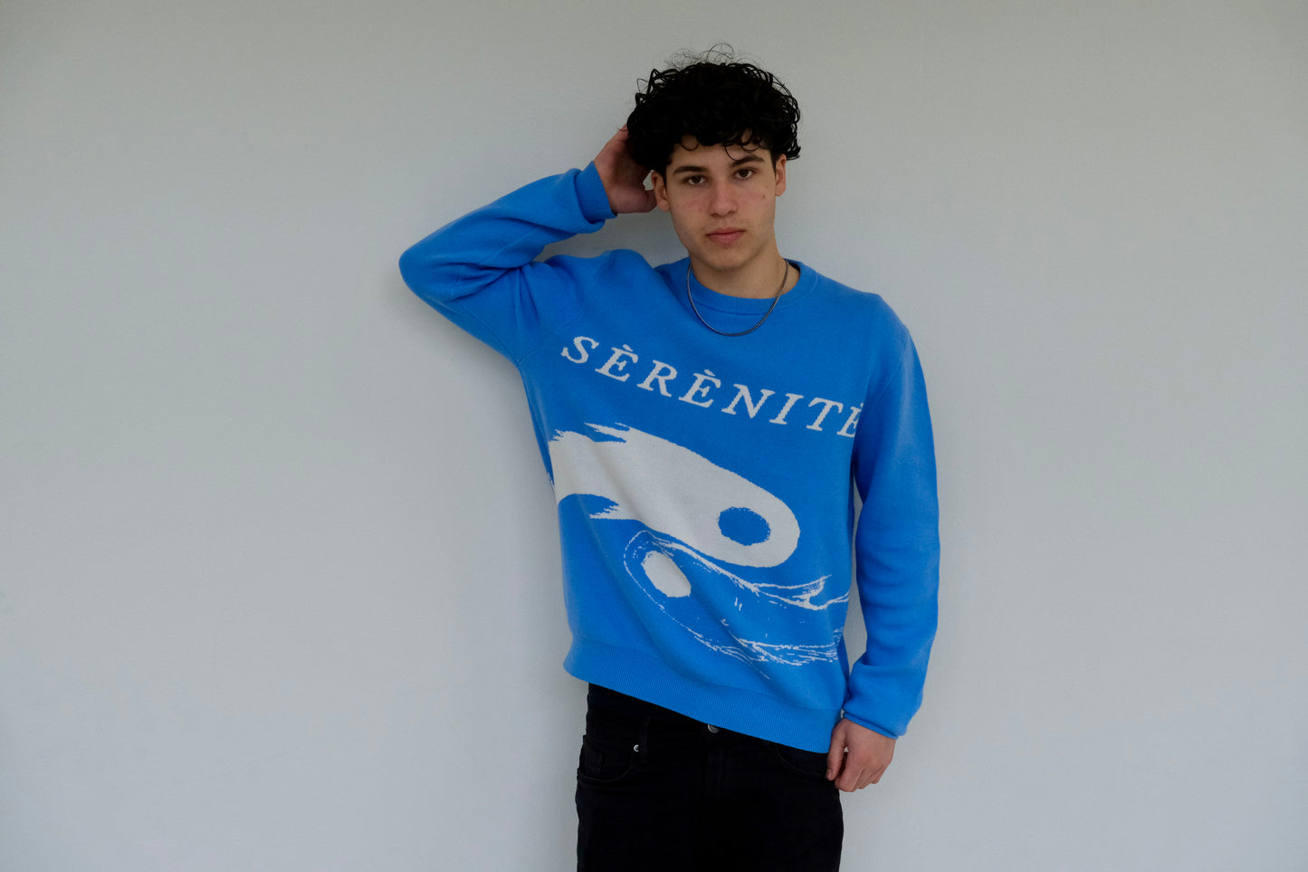 "Protect Your Peace" Light Blue Knitted Sweatshirt | 100% Cotton