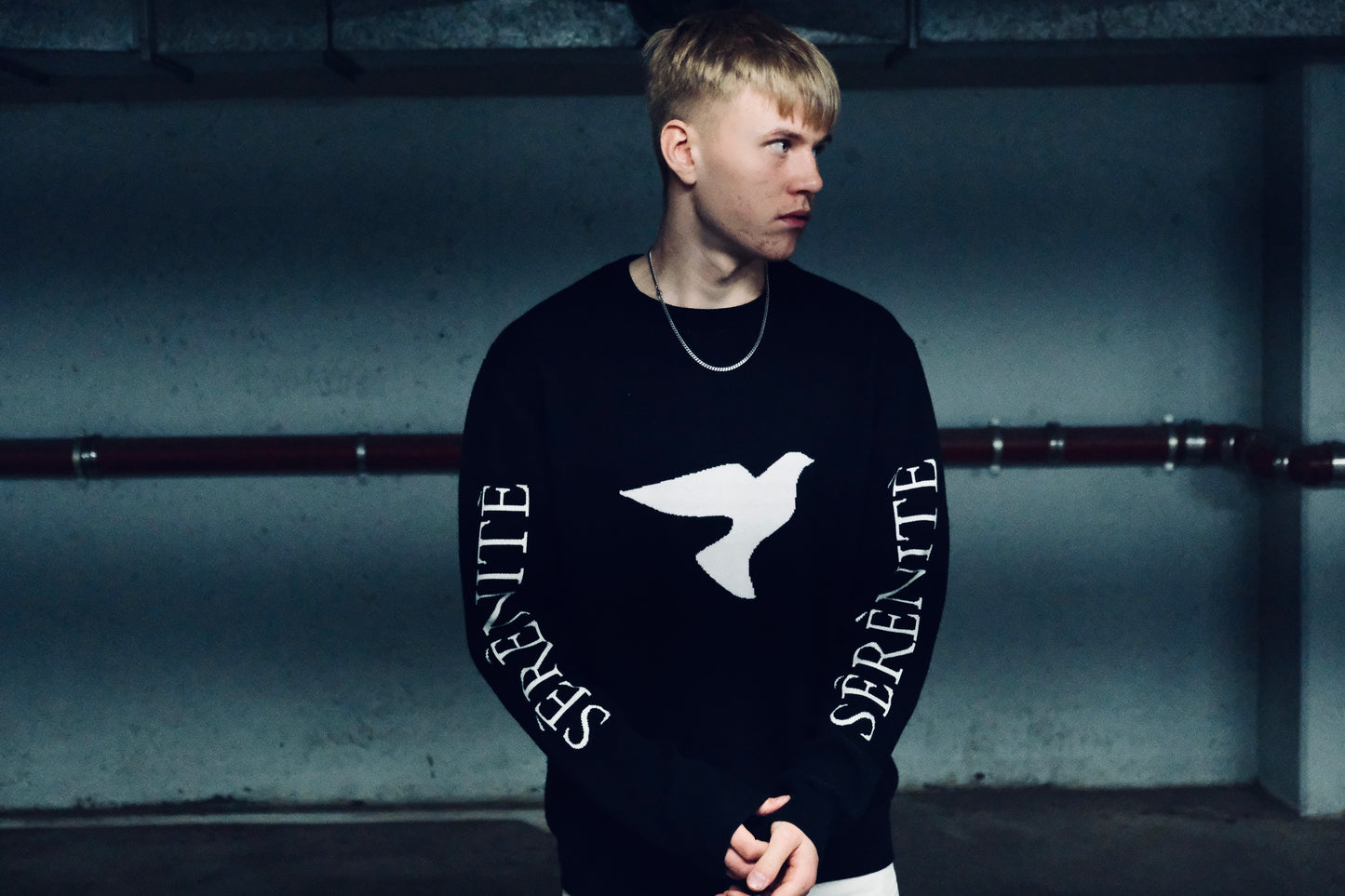 "Peace Of Mind" Black Knitted Sweatshirt | 100% Cotton