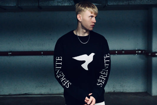"Peace Of Mind" Black Knitted Sweatshirt | 100% Cotton